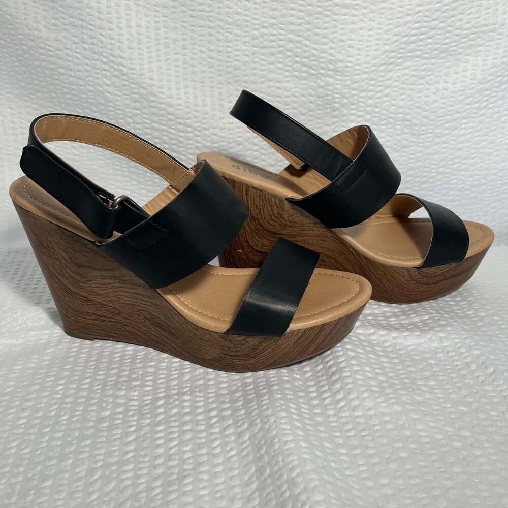 diba "dolly" wedge black sandals 8M